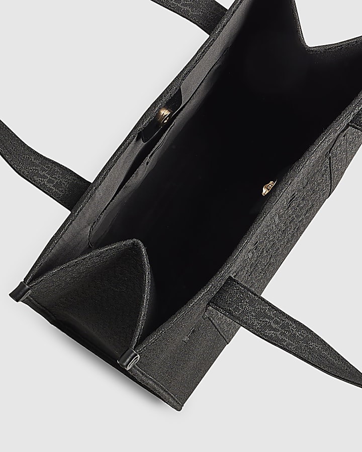 Black Jacquard Embroidered Shopper Bag