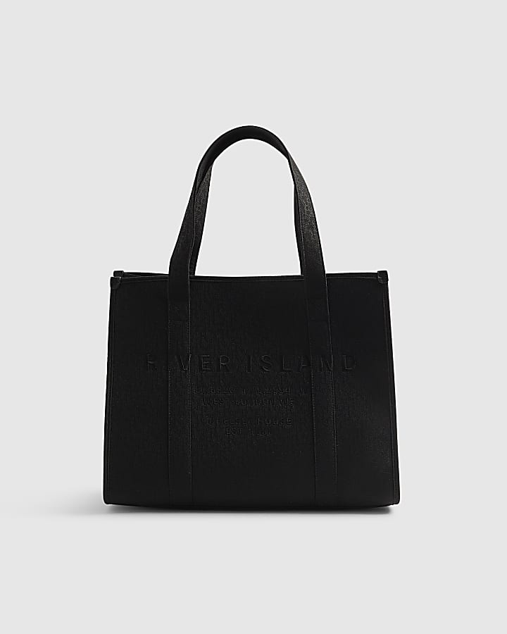 Black Jacquard Embroidered Shopper Bag