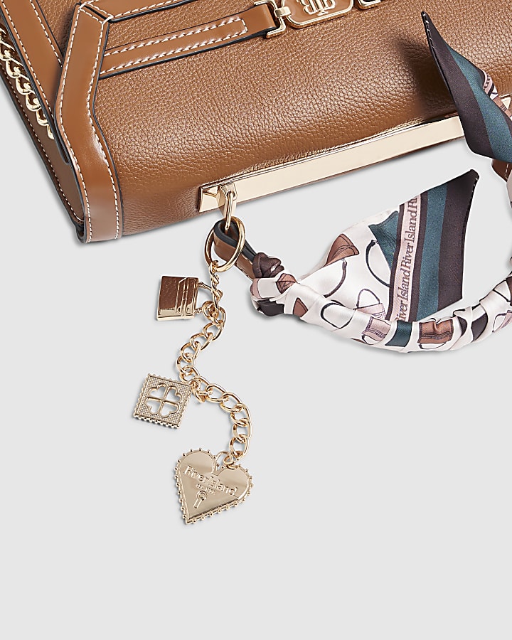 Brown Scarf Handle Tote Bag