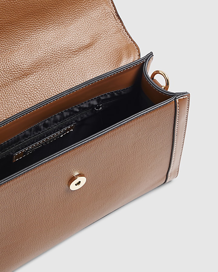 Brown Scarf Handle Tote Bag