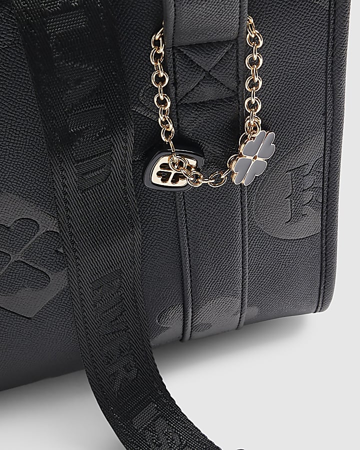 Black Logo Embossed Tote Bag