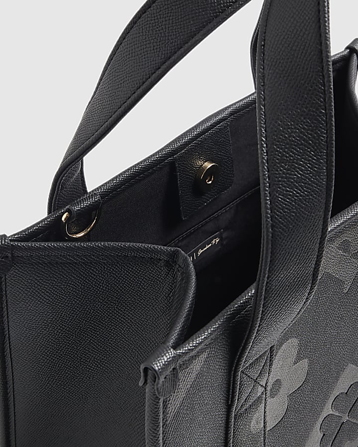 Black Logo Embossed Tote Bag
