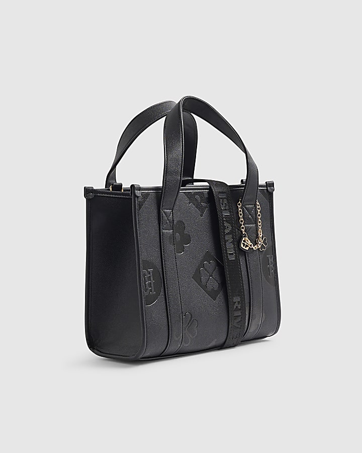 Black Logo Embossed Tote Bag