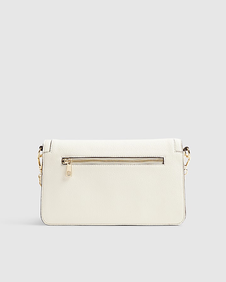 Cream RR Flap Front Shoulder Bag