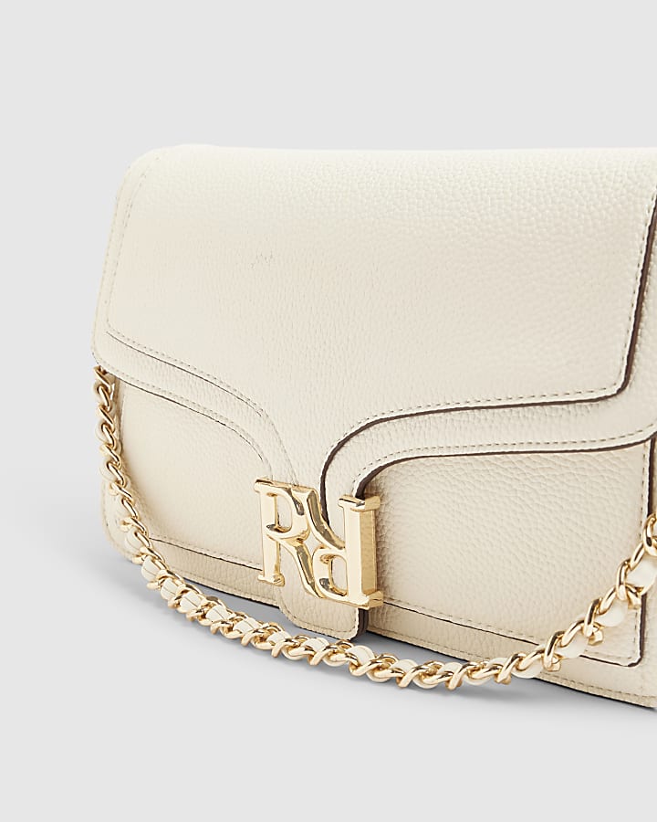 Cream RR Flap Front Shoulder Bag
