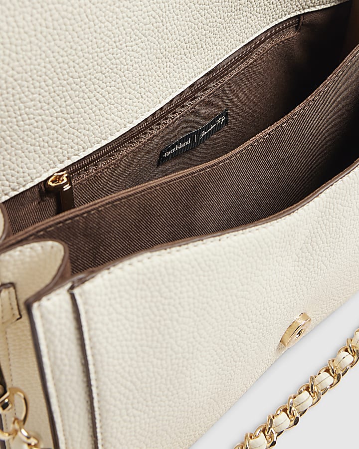 Cream RR Flap Front Shoulder Bag