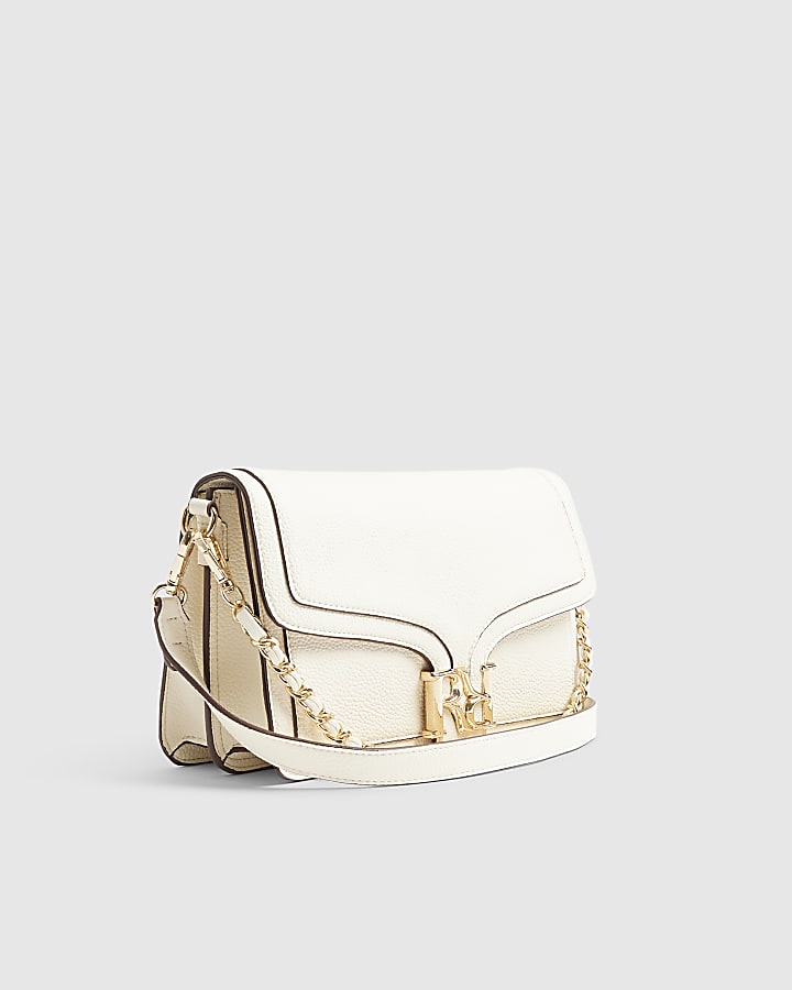 Cream RR Flap Front Shoulder Bag