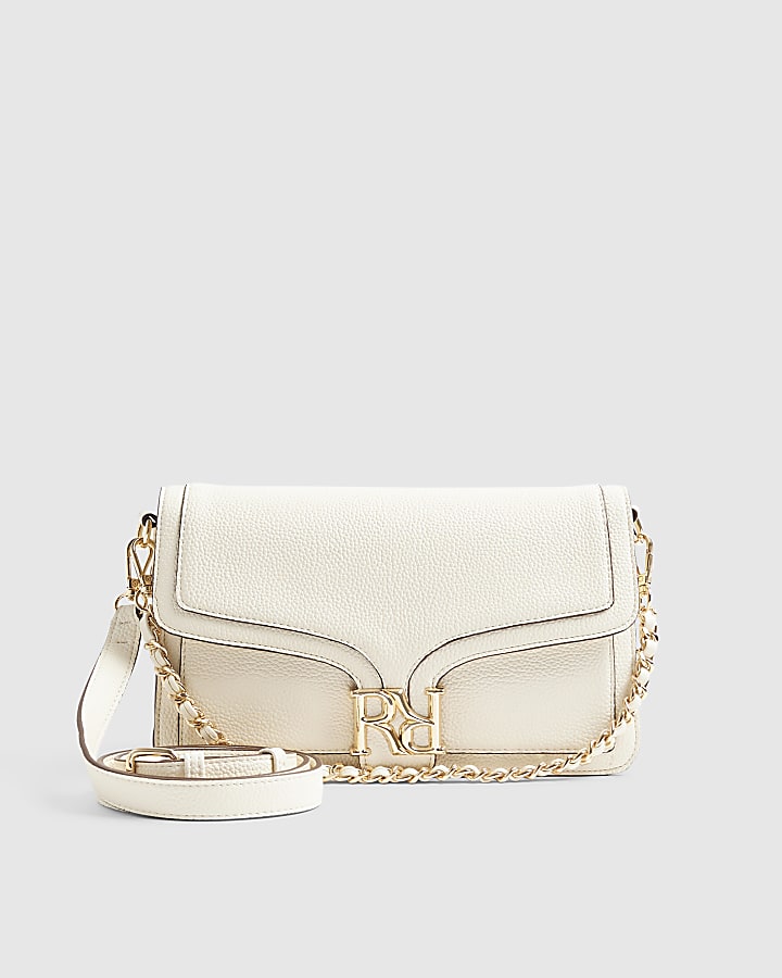 Cream RR Flap Front Shoulder Bag