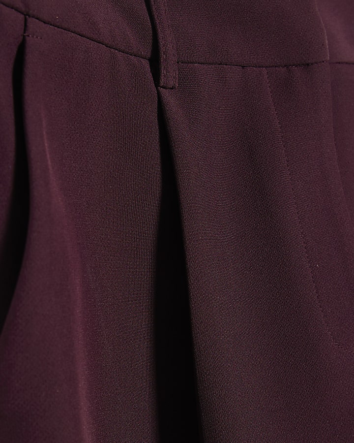 Petite Red Pleat Detail Barrel Leg Trouser