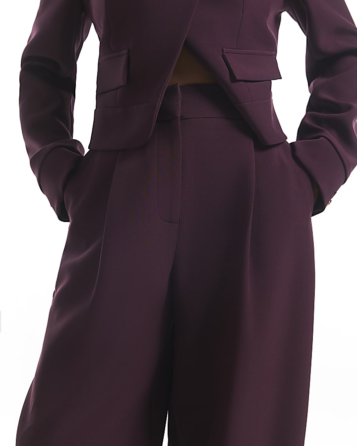 Petite Red Pleat Detail Barrel Leg Trouser