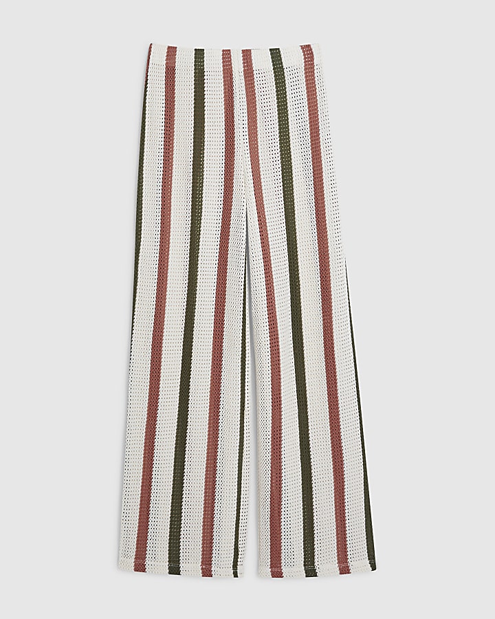 Cream Crochet Stripe Trousers