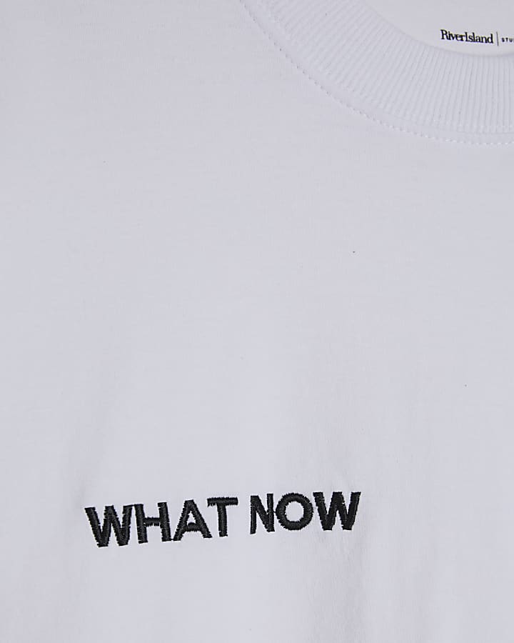 White What Now Embroidered T-Shirt