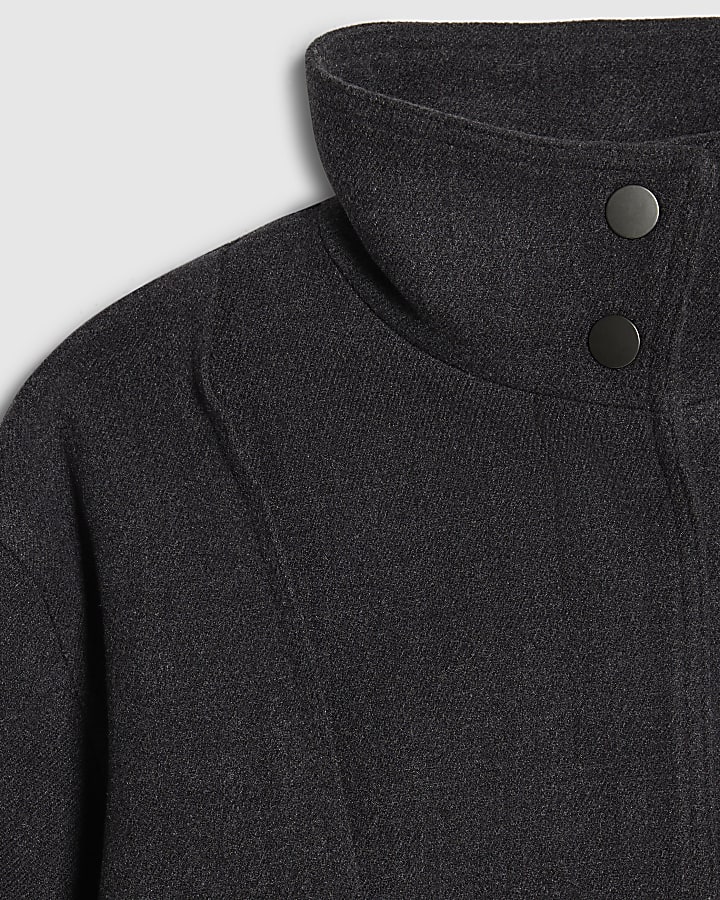 Grey Funnel Neck Bomber Jacket