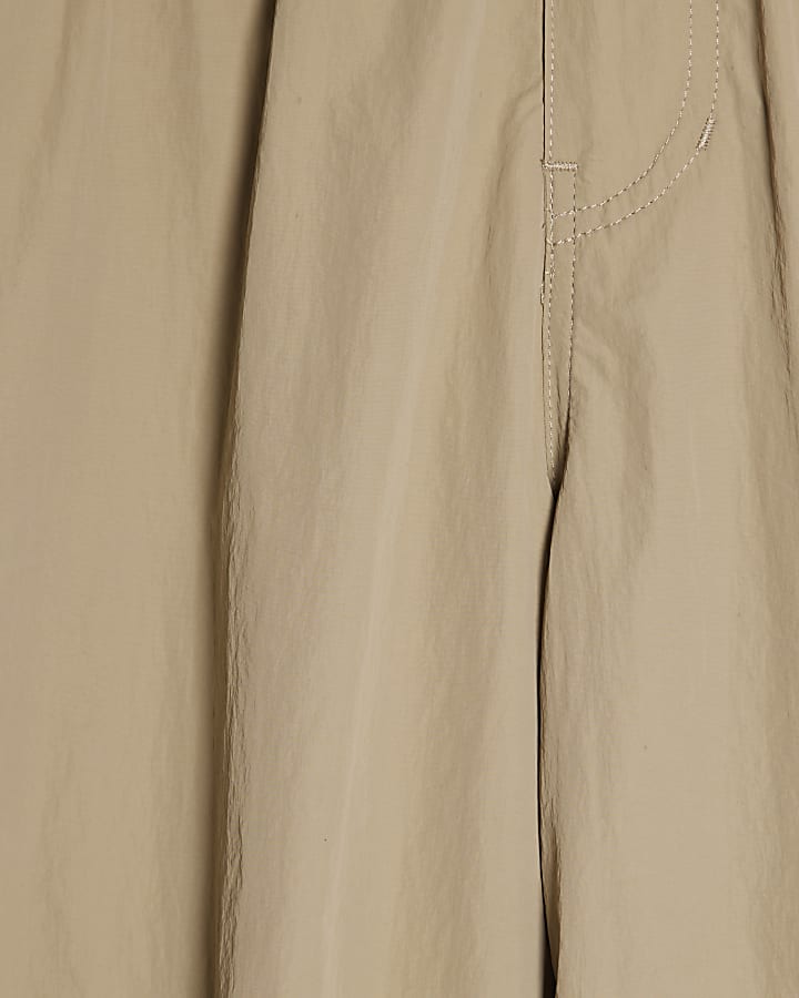 Beige Drawstring Hem Trousers