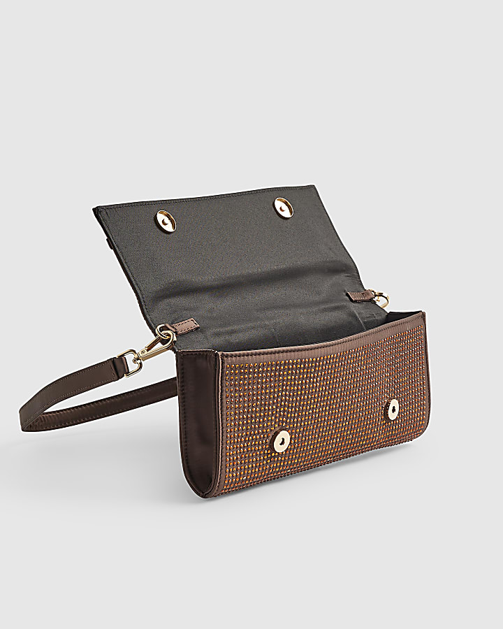 Brown Hotfix Shoulder Bag