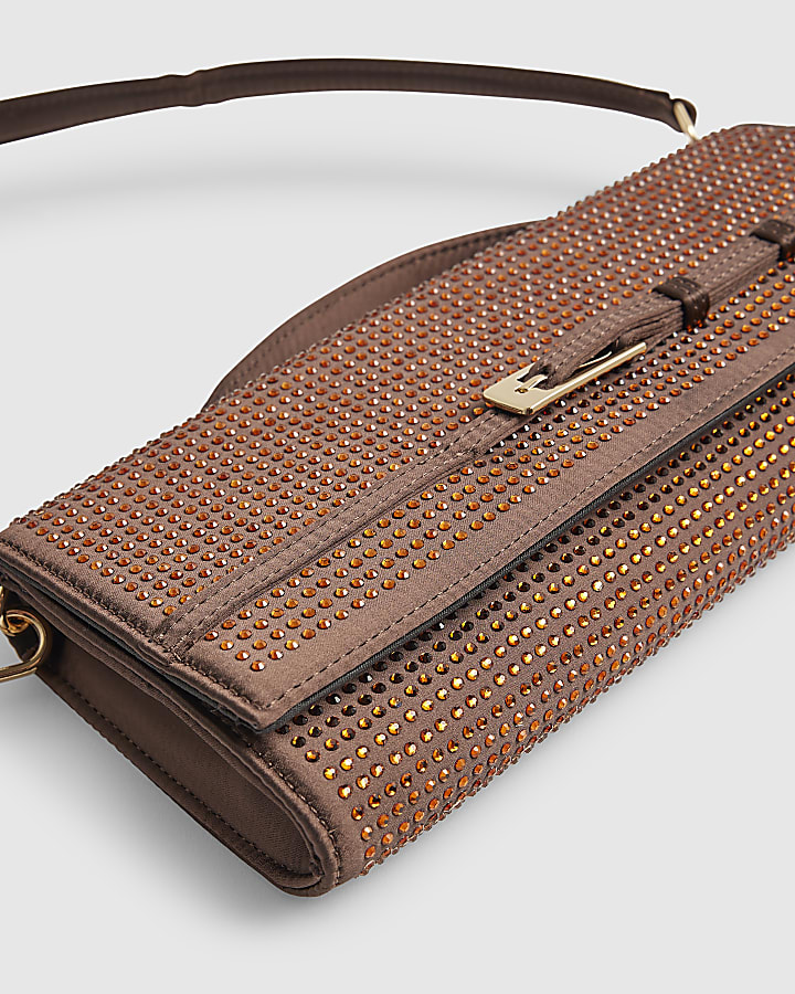 Brown Hotfix Shoulder Bag