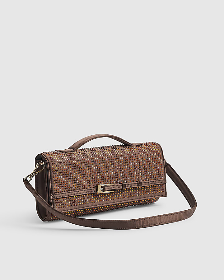 Brown Hotfix Shoulder Bag
