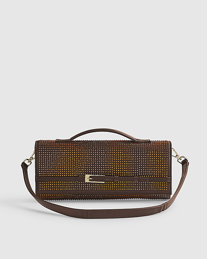 Brown Hotfix Shoulder Bag
