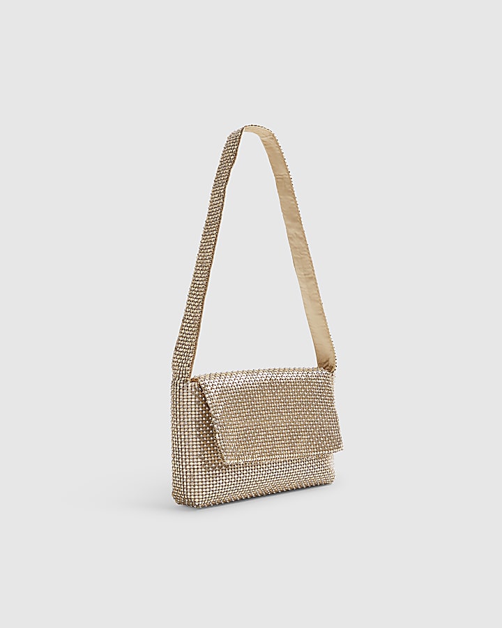 Gold Diamante Chainmail Shoulder Bag