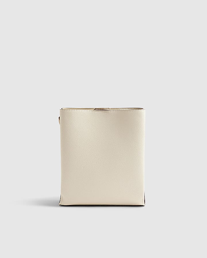 Cream Panelled Triple Compartment Bag