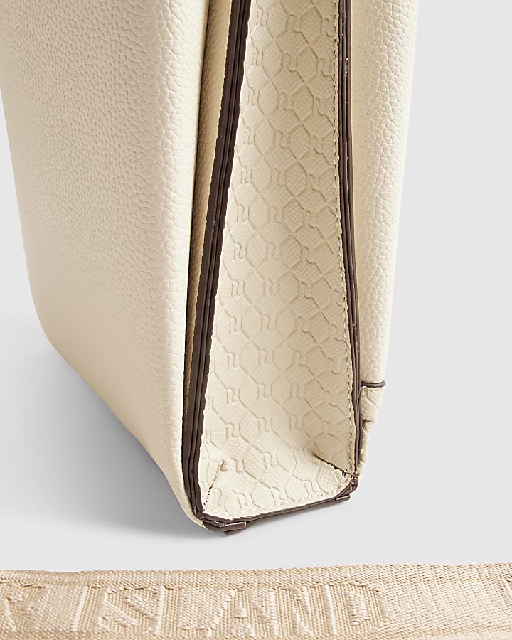 Cream Panelled Triple Compartment Bag