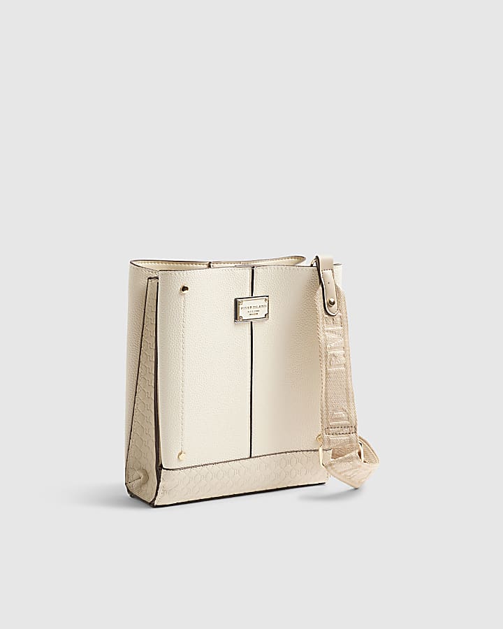 Cream Panelled Triple Compartment Bag