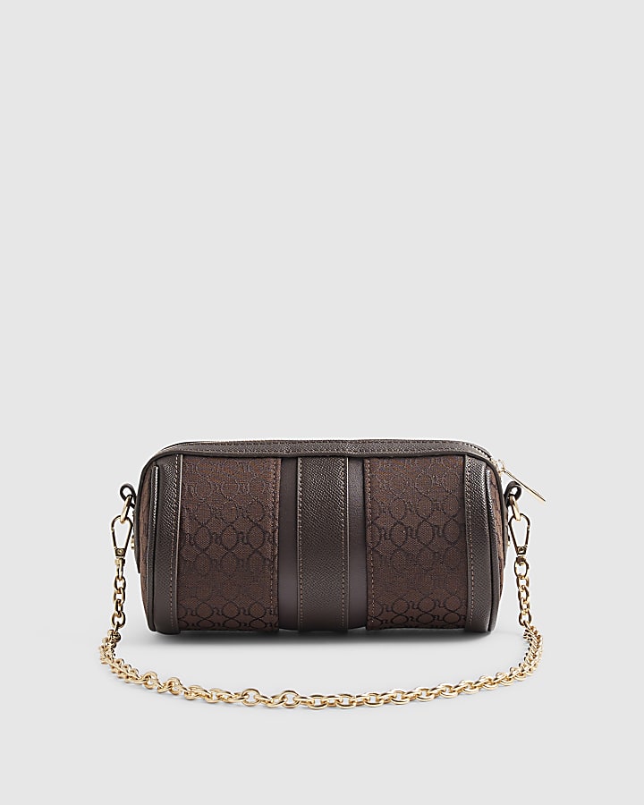 Brown Monogram Jacquard Mini Barrel Bag