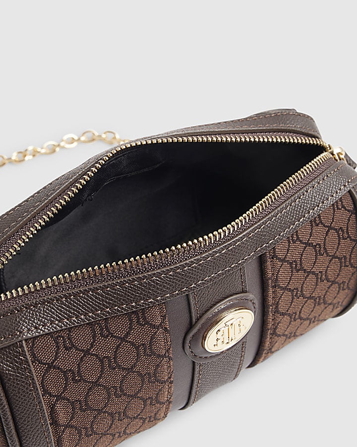 Brown Monogram Jacquard Mini Barrel Bag