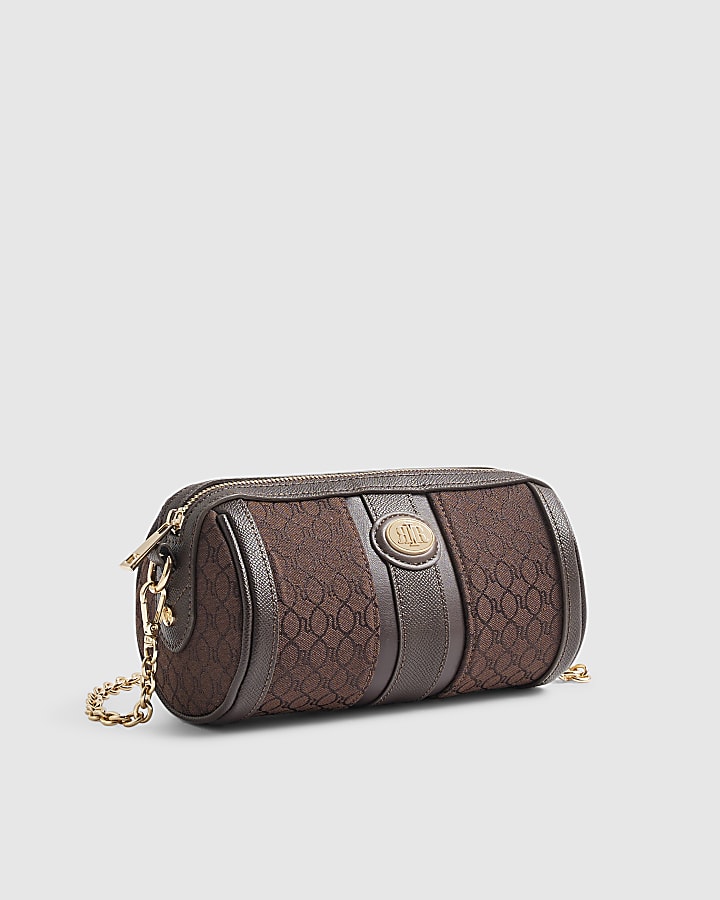 Brown Monogram Jacquard Mini Barrel Bag