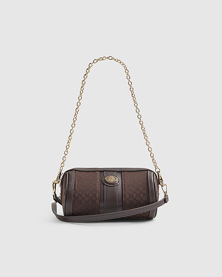 Brown Monogram Jacquard Mini Barrel Bag