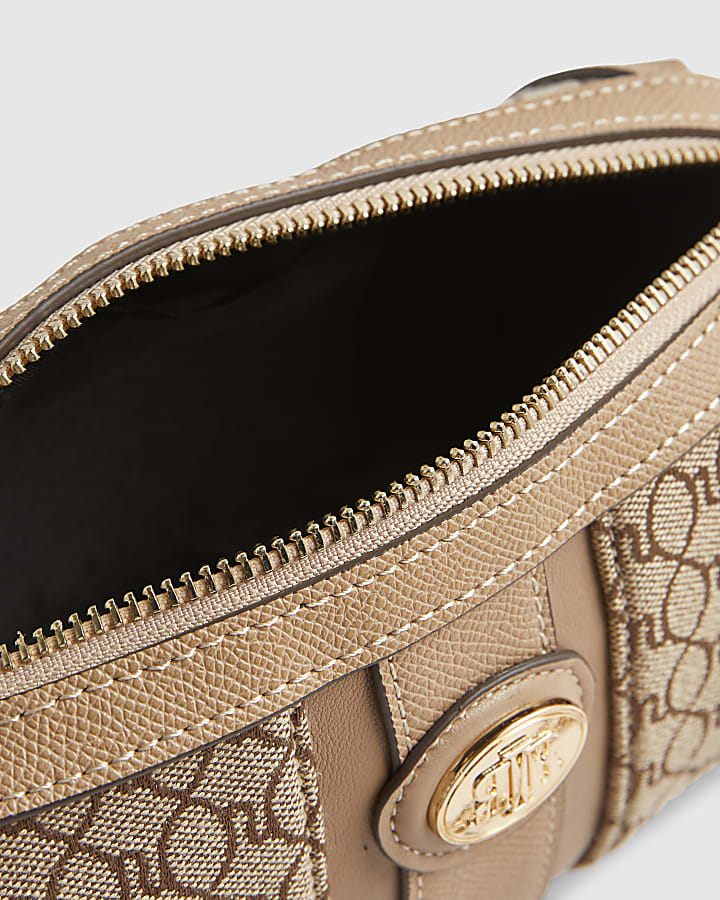 Beige Jacquard Monogram Mini Barrel Bag