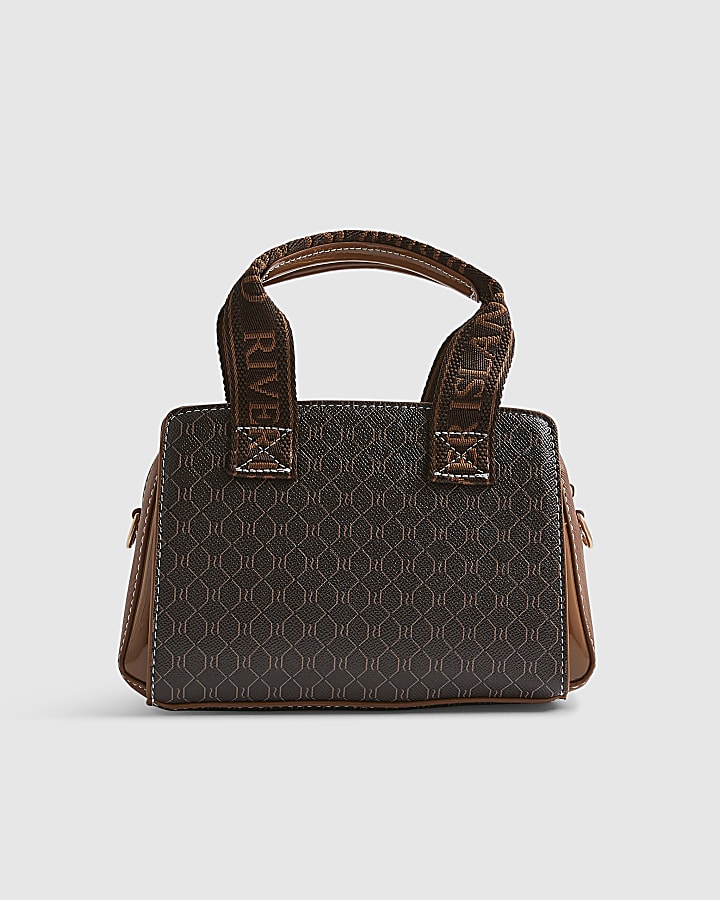 Brown Webbing Handle Monogram Tote Bag