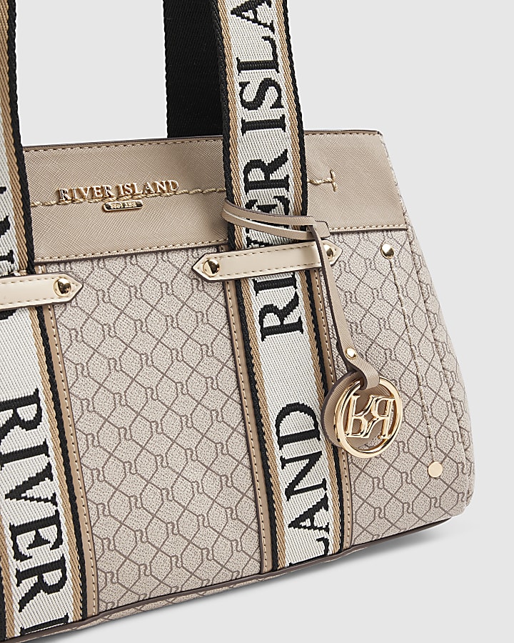 Beige Monogram Webbing Tote Bag