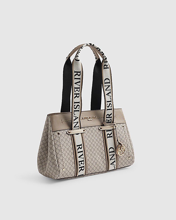 Beige Monogram Webbing Tote Bag