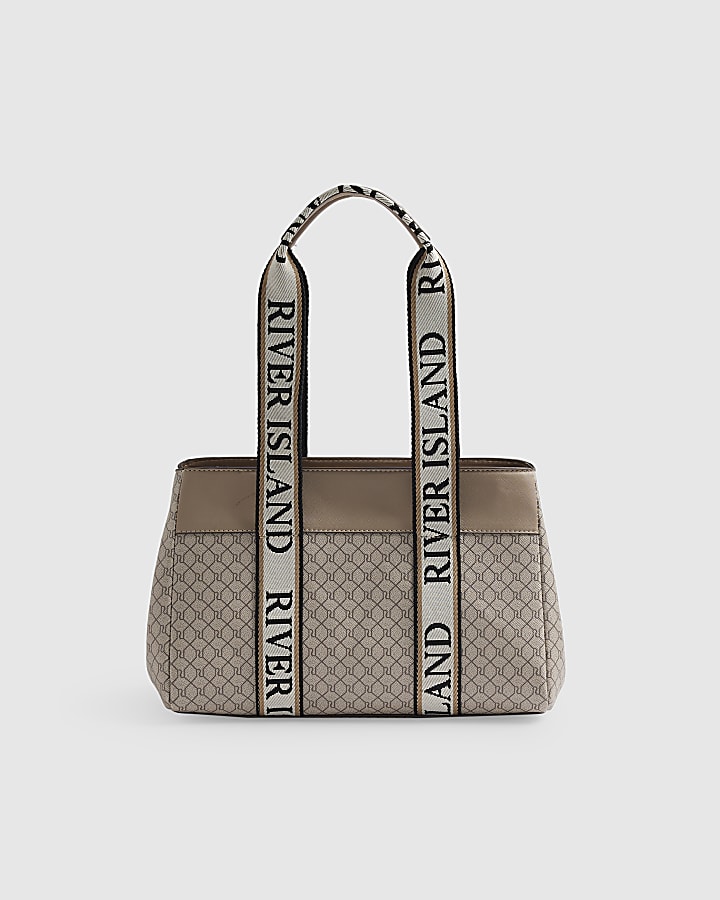 Beige Monogram Webbing Tote Bag