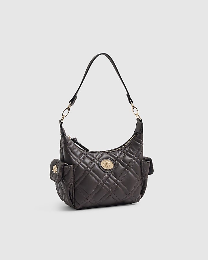 Brown Quilted Utility Crossbody Bag