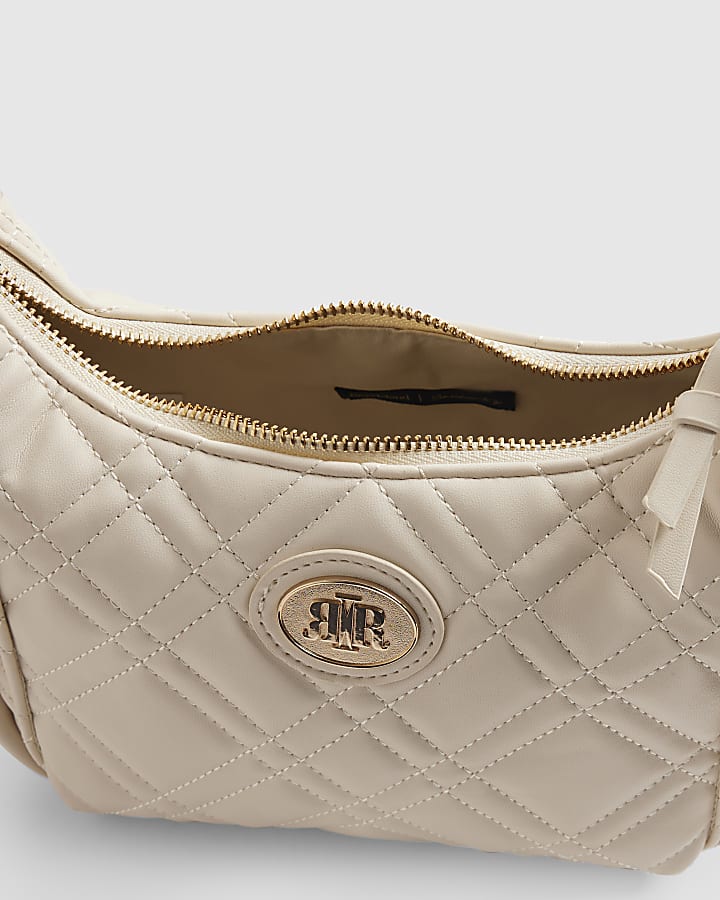 Cream Quilted Utility Crossbody Bag