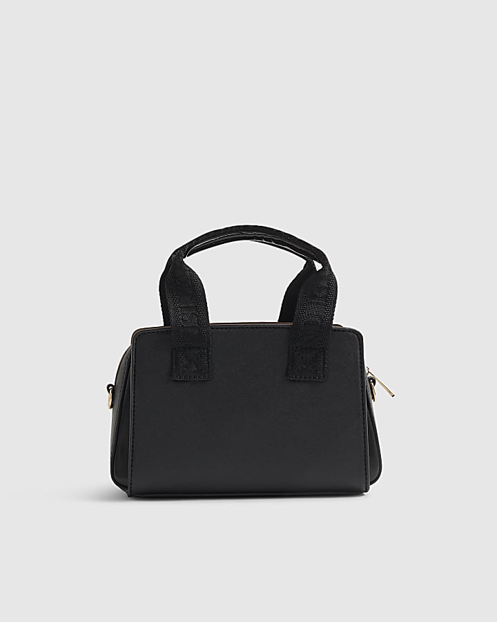 Black Webbing Handle Tote Crossbody Bag