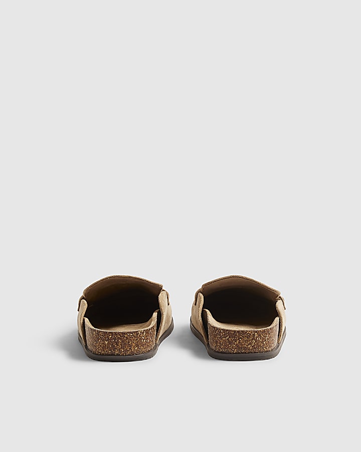 Beige Clog Mule Loafers