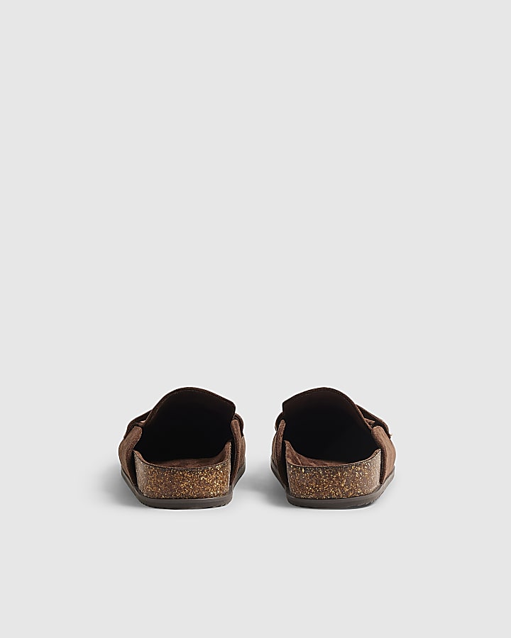 Brown Clog Mule Loafers