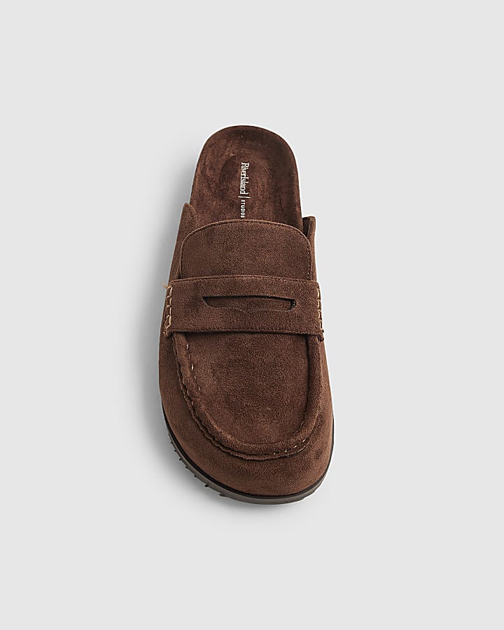 Brown Clog Mule Loafers