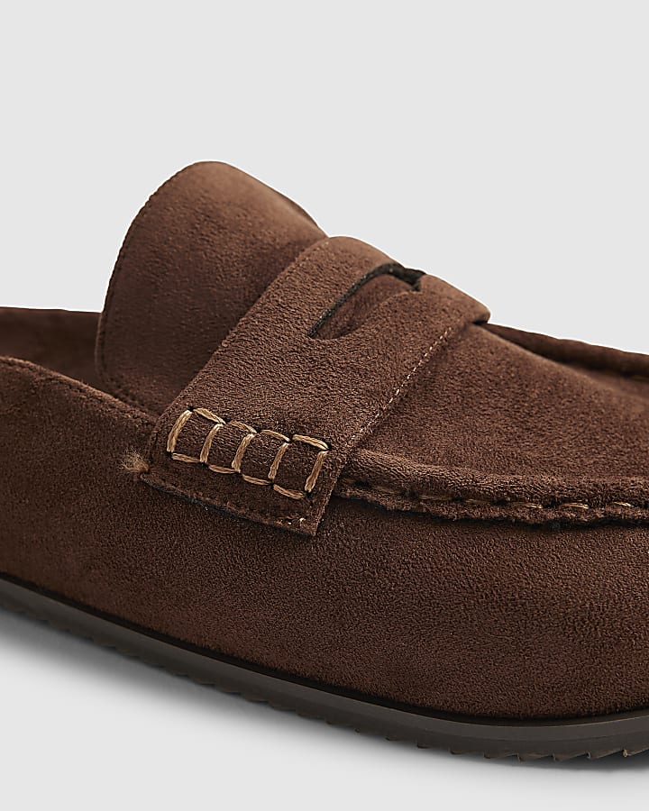 Brown Clog Mule Loafers