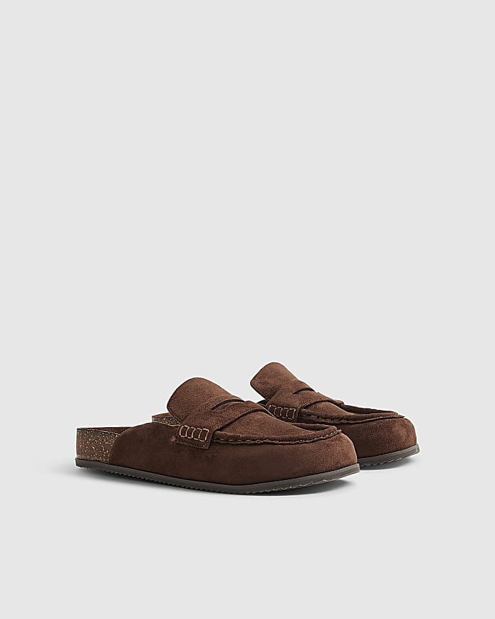 Brown Clog Mule Loafers
