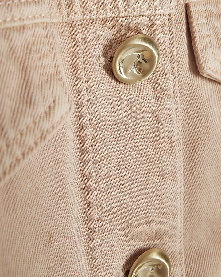 Pink Waisted Cotton Denim Jacket
