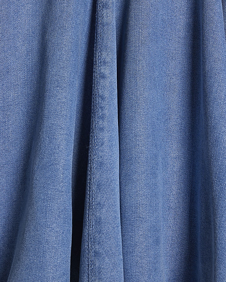 Blue Denim Mini Skater Skirt