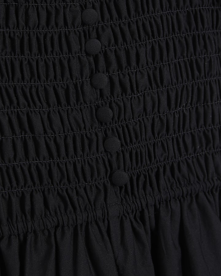 Black Shirred Midi dress