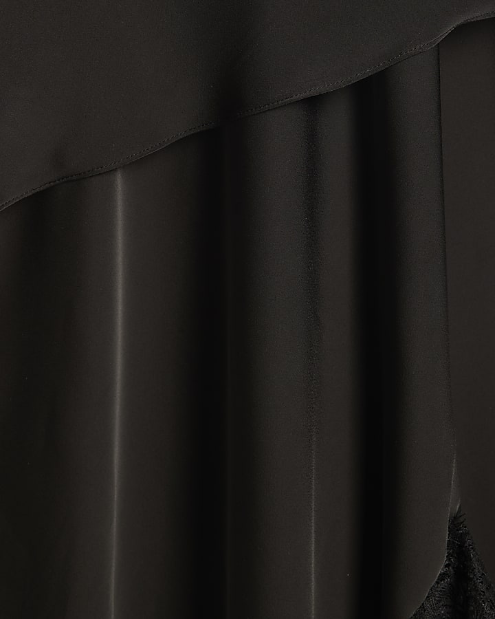 Black Lace Trim Asymmetric Dress