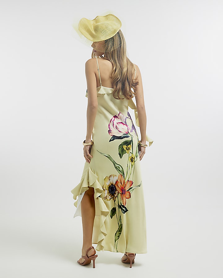 Cream Premium Sleevless Ruffle Slip Dress