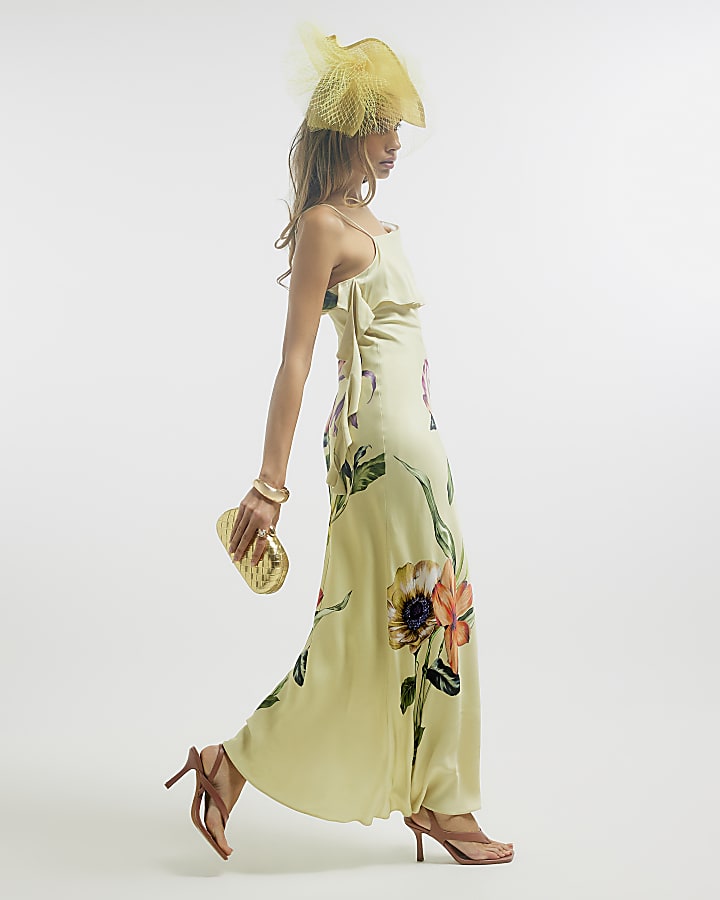 Cream Premium Sleevless Ruffle Slip Dress