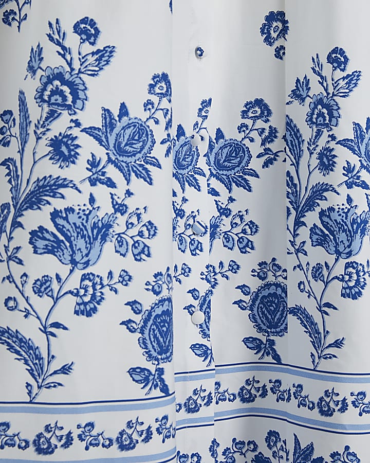 Cream Floral Halter Neck Maxi Shirt Dress